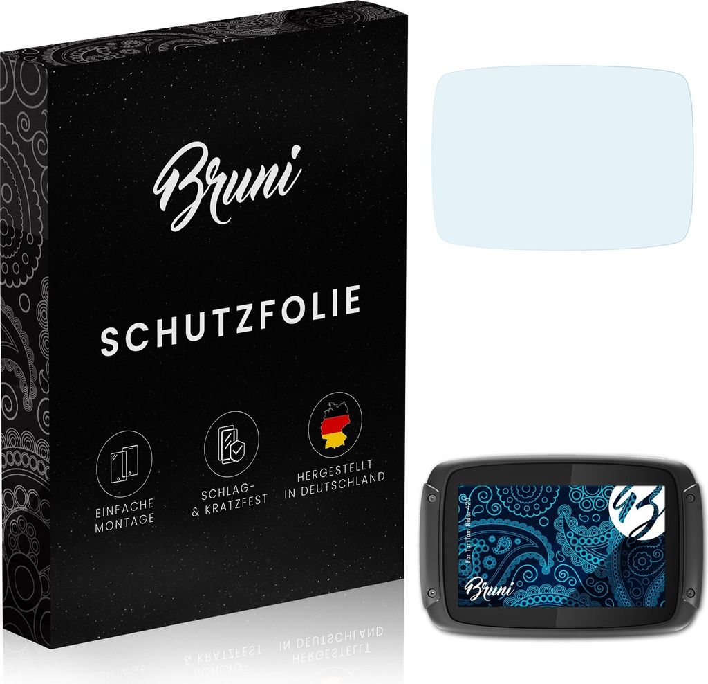 Bruni Basics-Clear 2x Schutzfolie kompatibel mit TomTom Rider 420 Folie