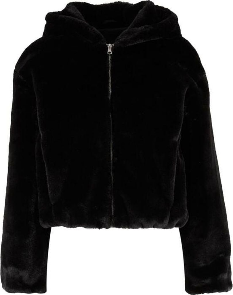 Urban Classics Kapuzenjacke Damen Ladies Full Zip Faux Fur Hoodie schwarz M