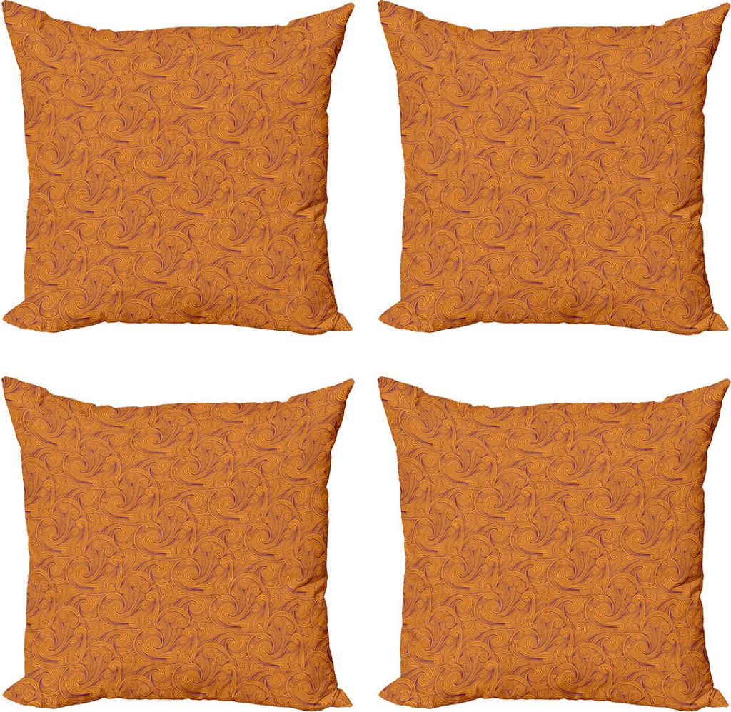 ABAKUHAUS Hipster Kissenbezug Set (4 Stück), Abstrakte wirbelnde Streifen, Moderner Doppelseitiger Digitaldruck, 50 cm x 50 cm, Marigold Lila