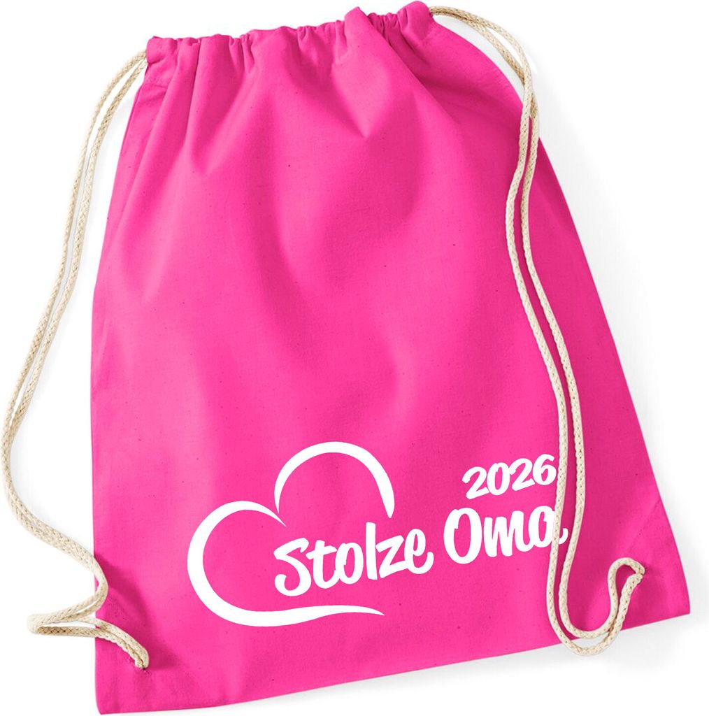 Huuraa Turnbeutel Stolze Oma 2026 Herz 12 Liter Fuchsia Baumwolle Rucksack Geschenkidee
