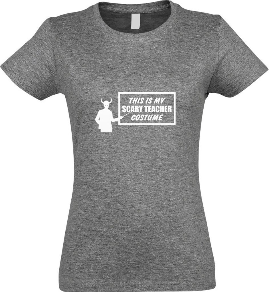 Kiwistar - T-Shirt tailliert - Damen - Graumeliert - My Scary Teacher Costume II - mit Motiv Bedruckt - Funshirt Design - Sport - Freizeit - Damen ...