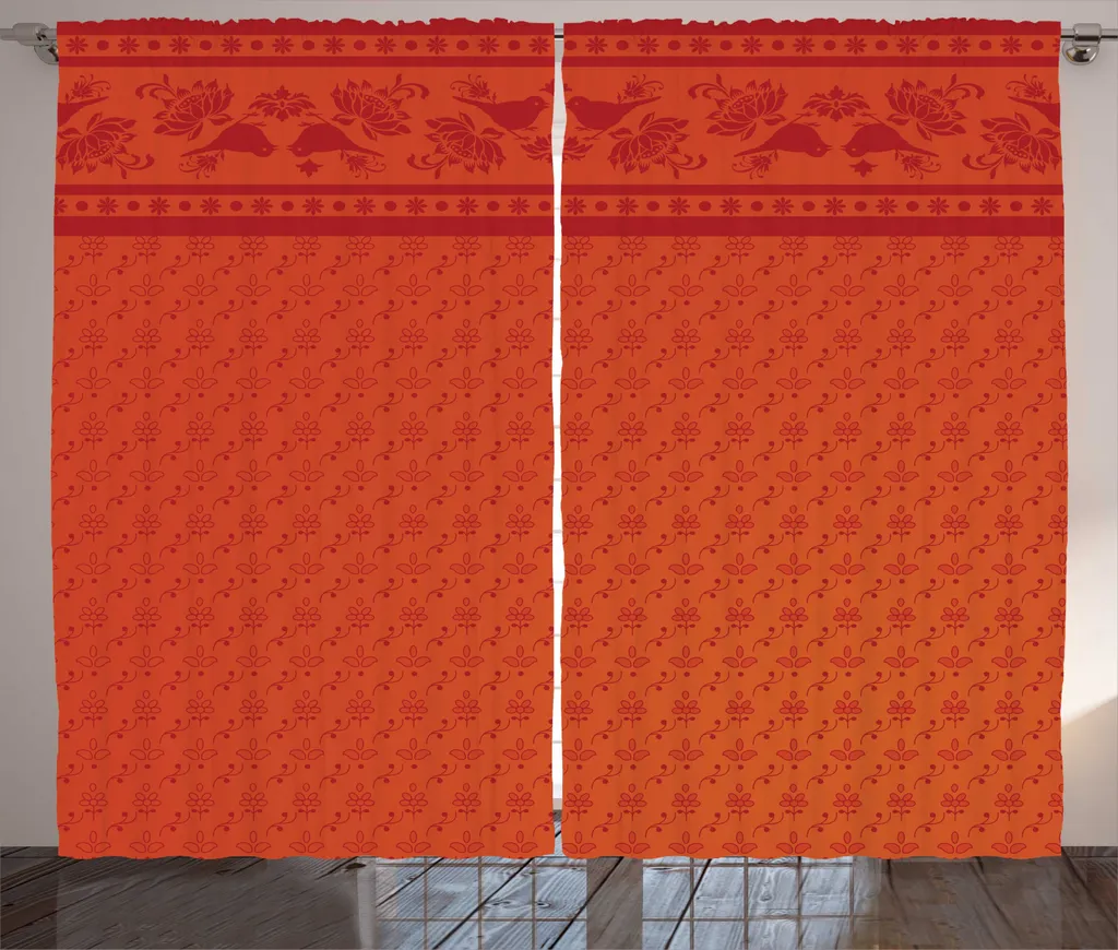 ABAKUHAUS Rideau Rustique Folklorique 280 x 225 cm Burnt Sienna Vermilion