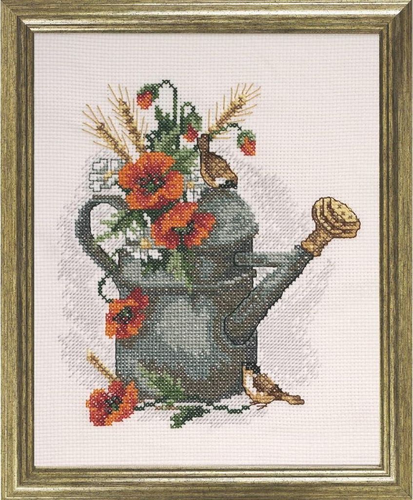 Permin Kreuzstich Stickpackung "Wasserkanne", Zählmuster, 33x38cm, 12-4514