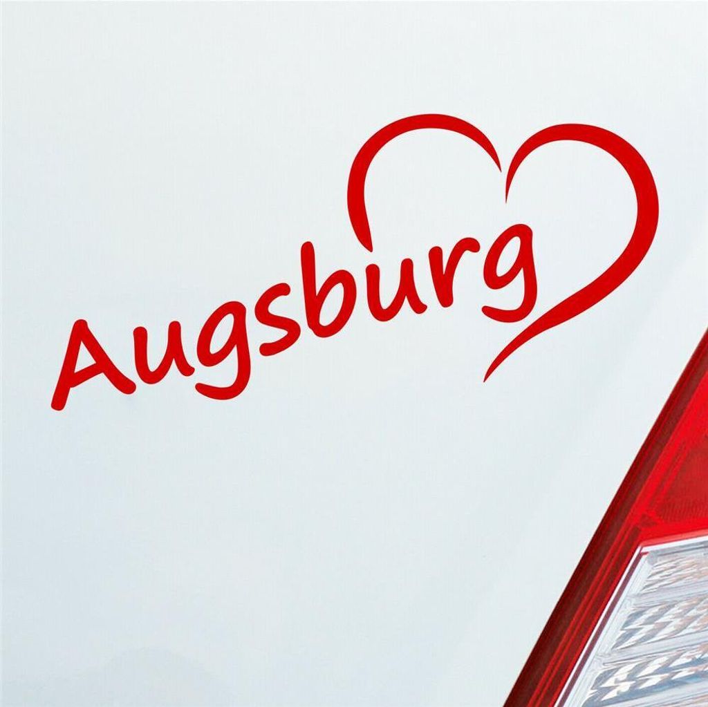 Auto Aufkleber Augsburg Herz Stadt City Liebe Love Heart 19x8 cm Rot Sticker Heckscheibenaufkleber