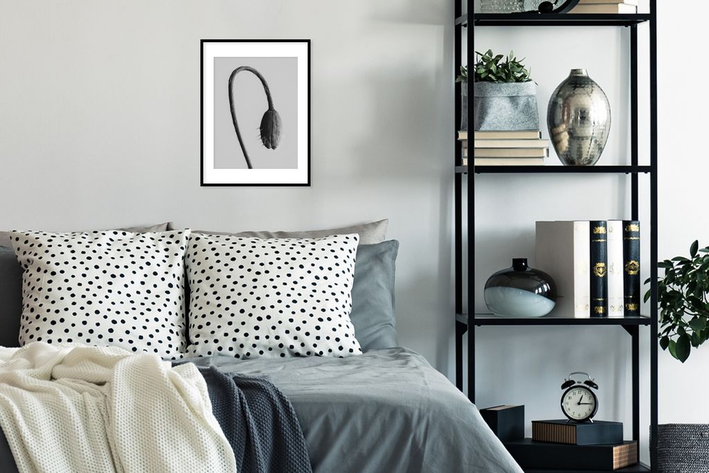MuchoWow MuchoWow Gerahmtes Poster Abstrakte Hängepflanze 30x40 cm - Poster mit zchwarzem Bilderrahmen - Wandposter Schlafzimmer