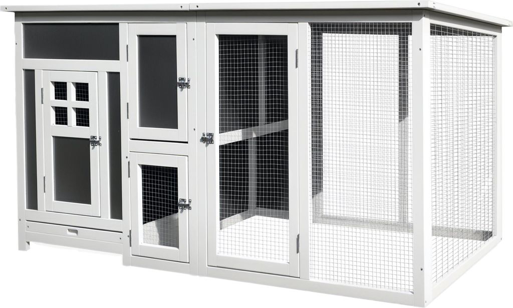 Hühnerstall Hühnerhaus aus Holz 160 x 75 x 80 cm Freilaufgehege mit Tür Nistkasten wasserdicht Dach herausziehbarem Tablett Sitzstange Auslauf H...