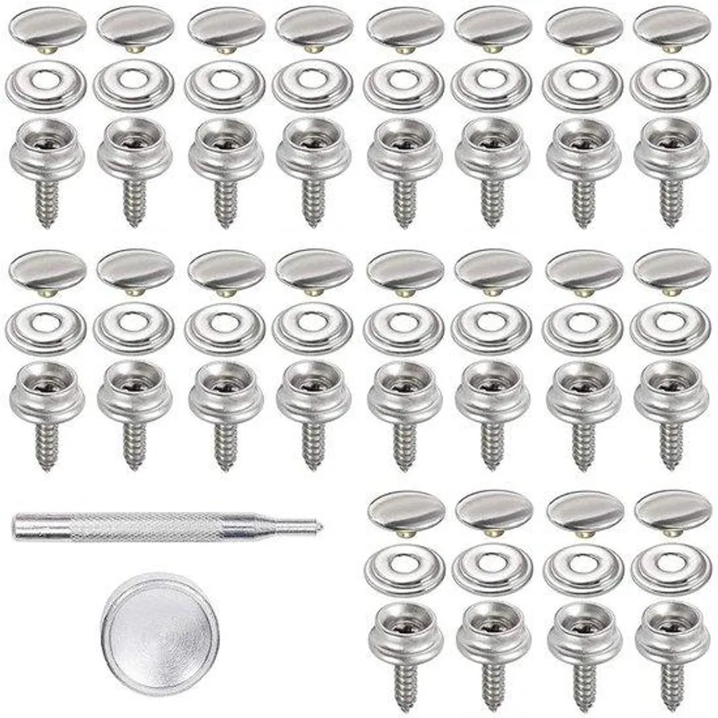 20 Boutons-pression en acier inoxydable pour bâche de bateau et toile