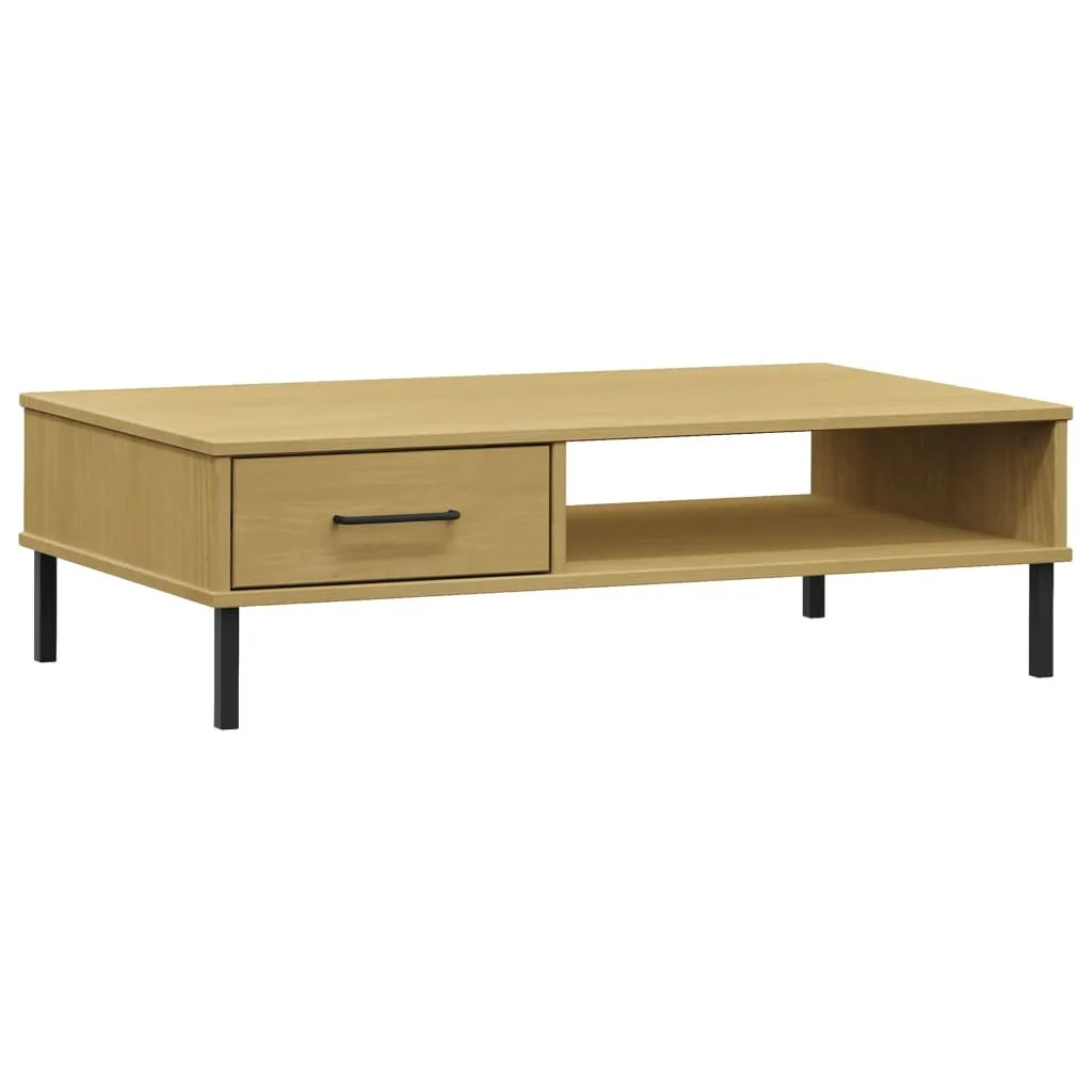 Tavolino Basso OSLO Marrone: Eleganza Industrial in Pino Massiccio