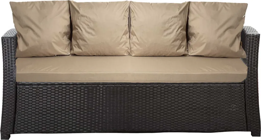 Cuscini per divano da giardino-Beige|Seduta 180x60x7, schienale 4*56x50|Seduta per 4 persone|seduta da esterno|seduta da esterno|cuscino da esterno in rattan per divano