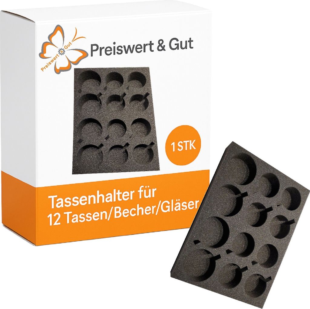 Tassenhalter Wohnmobil für 12 Tassen oder Gläser – Schaumblock zuschneidbar – Gläserhalter Wohnmobil – Becherhalter