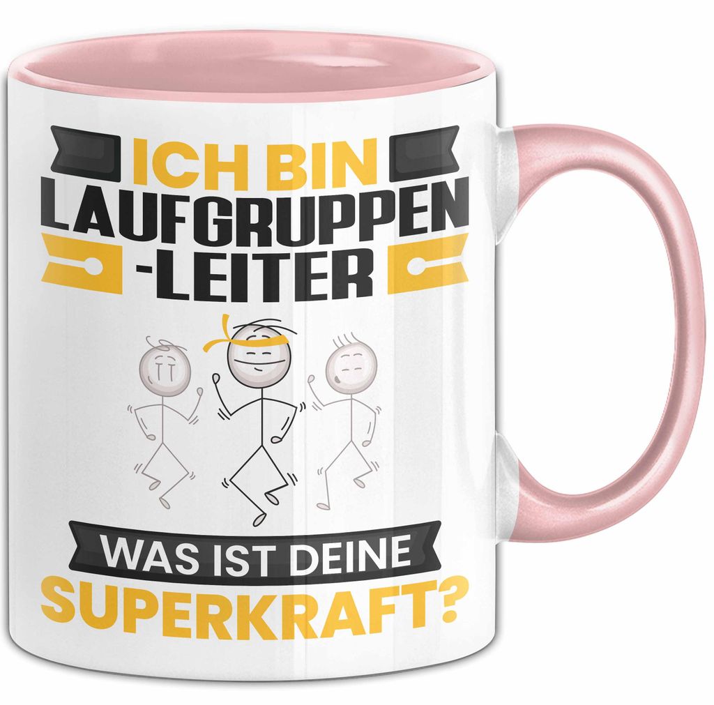 Laufgruppenleiter Tasse Geschenk für Laufgruppenleiter Geburtstag Lustiger Spruch Kaffee-Becher Was Ist Deine Superkraft (Rosa)