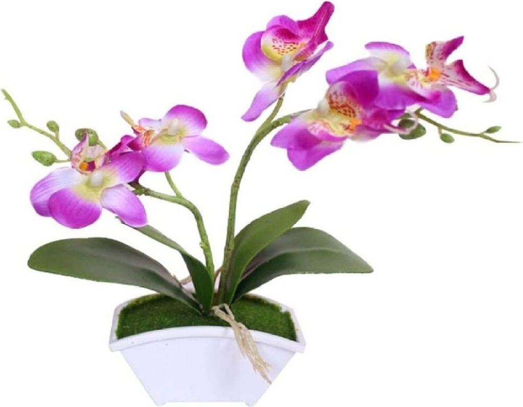 Künstlicher Bonsai, künstliche Schmetterlingsorchidee, Bonsai, künstliche Blume mit Topf, Tischdekoration für Zuhause