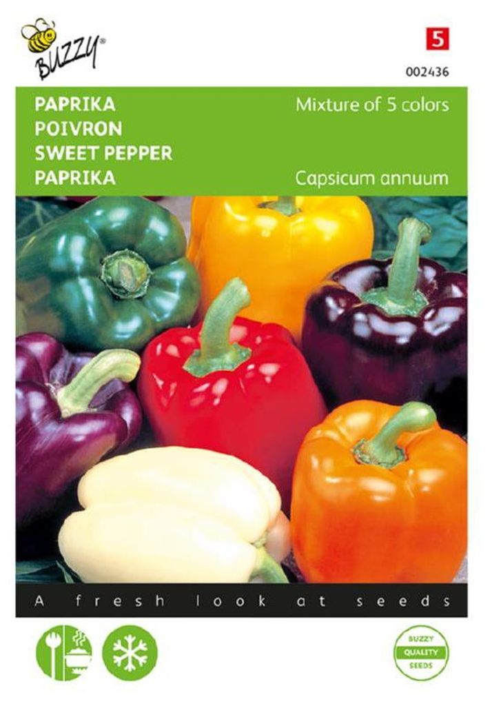 Paprika, mix van 5 kleuren | Paprikazaden van Buzzy Seeds Productafbeelding 