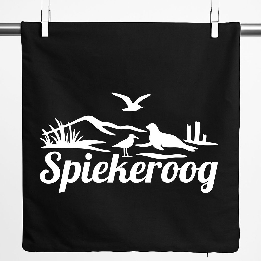 Huuraa Kissenbezug Spiekeroog Strandmotiv 40x40cm Black Baumwolle Dekokissenbezug Geschenkidee