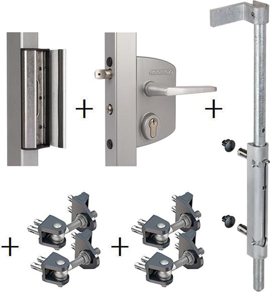 Alberts 415808 LOCINOX Schloss-Set, für 40er Profile |Industrieschloss LAKQ U2 + Externer Bolzen-Stangenriegel VSF + Anschlag SAKL QF + 180°-Torb...