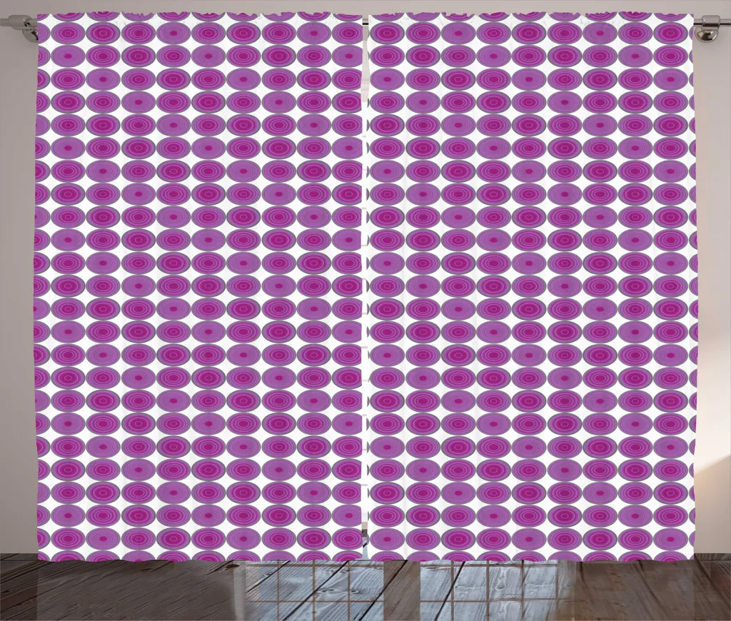 Rideaux Universels pour Salon Design Violet et Blanc avec Fixations Incluses
