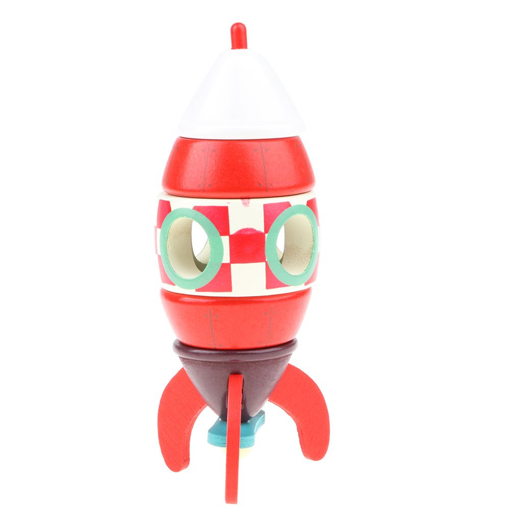 DIY Holzflugzeug Spielzeug montiert magnetisches rotes Raketenmodell für Kinder 