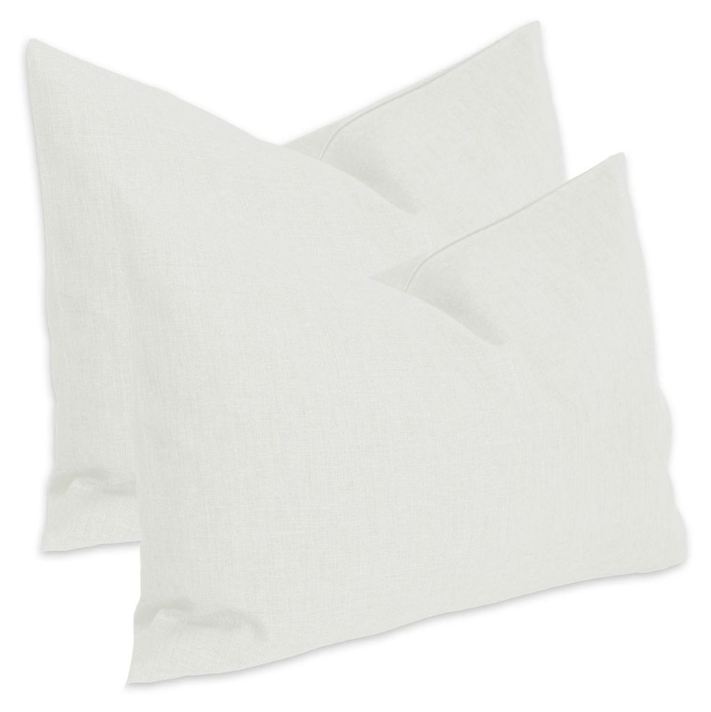 Kissenbezug 2er Set weiss 40x60 cm Struktur Leinenoptik Kissenhülle Deko Kissen