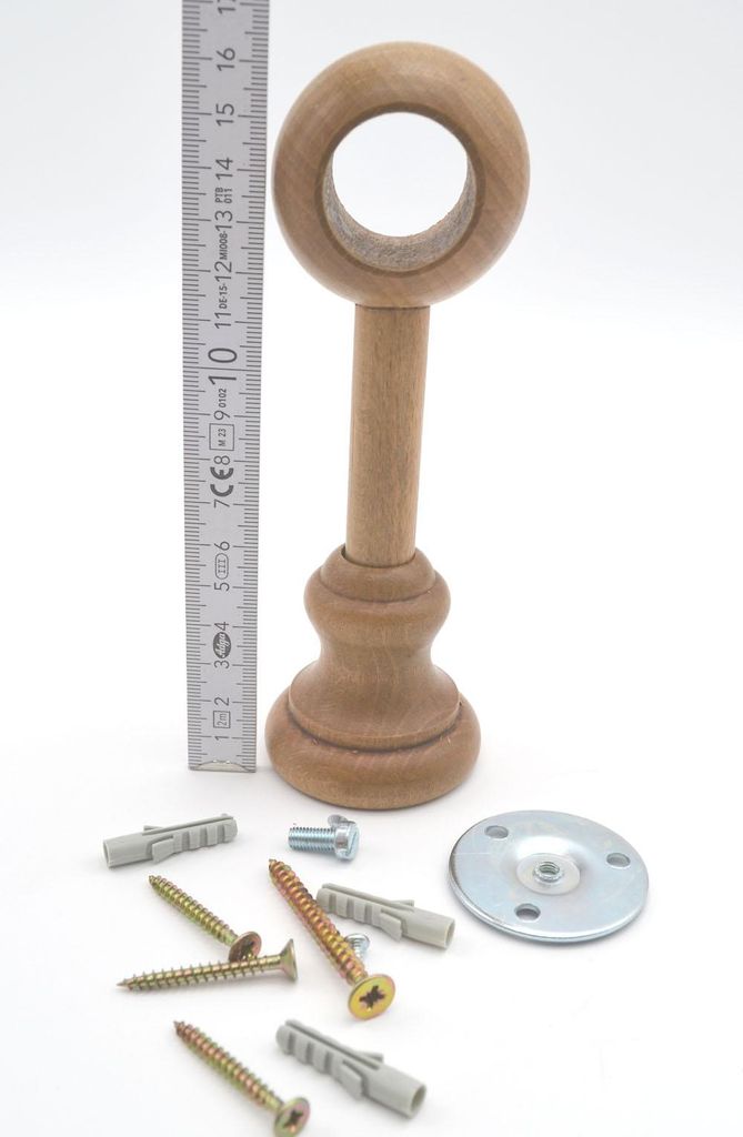 1 Wandträger für Stilgarnituren Ø 28 mm Holz Eiche hell WA 14 cm