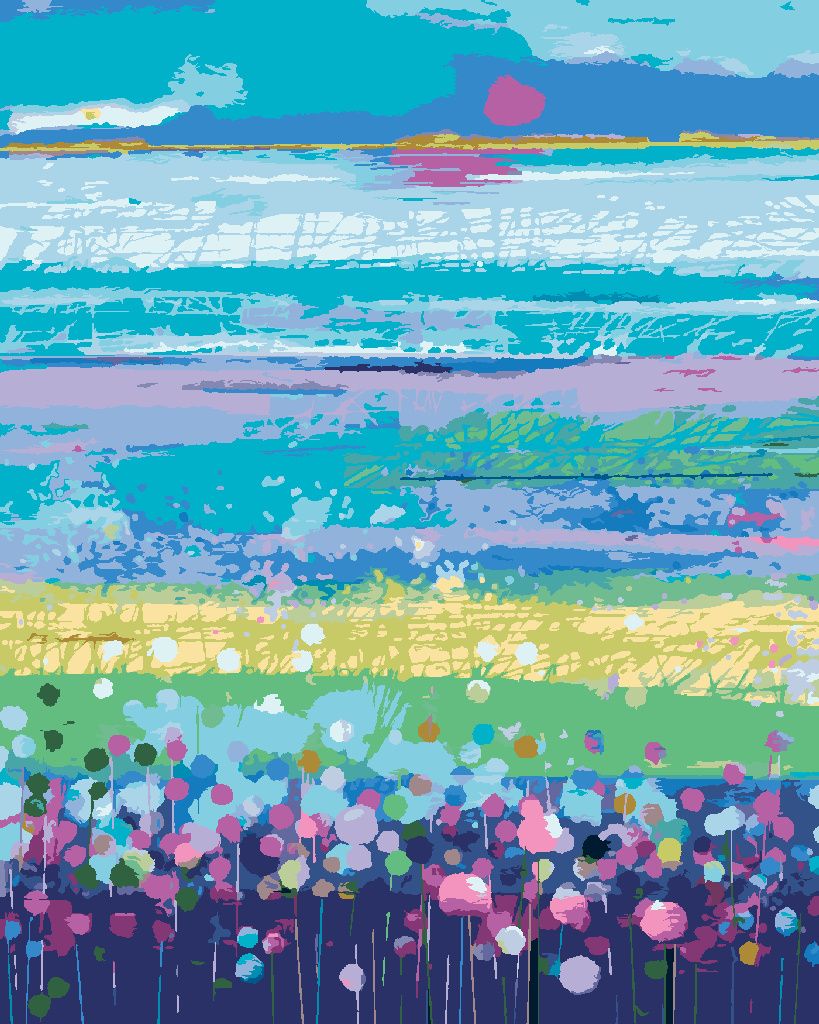 Zuty - Malen nach Zahlen - ABSTRAKTE WIESE, 40x50 cm, ohne Keilrahmen