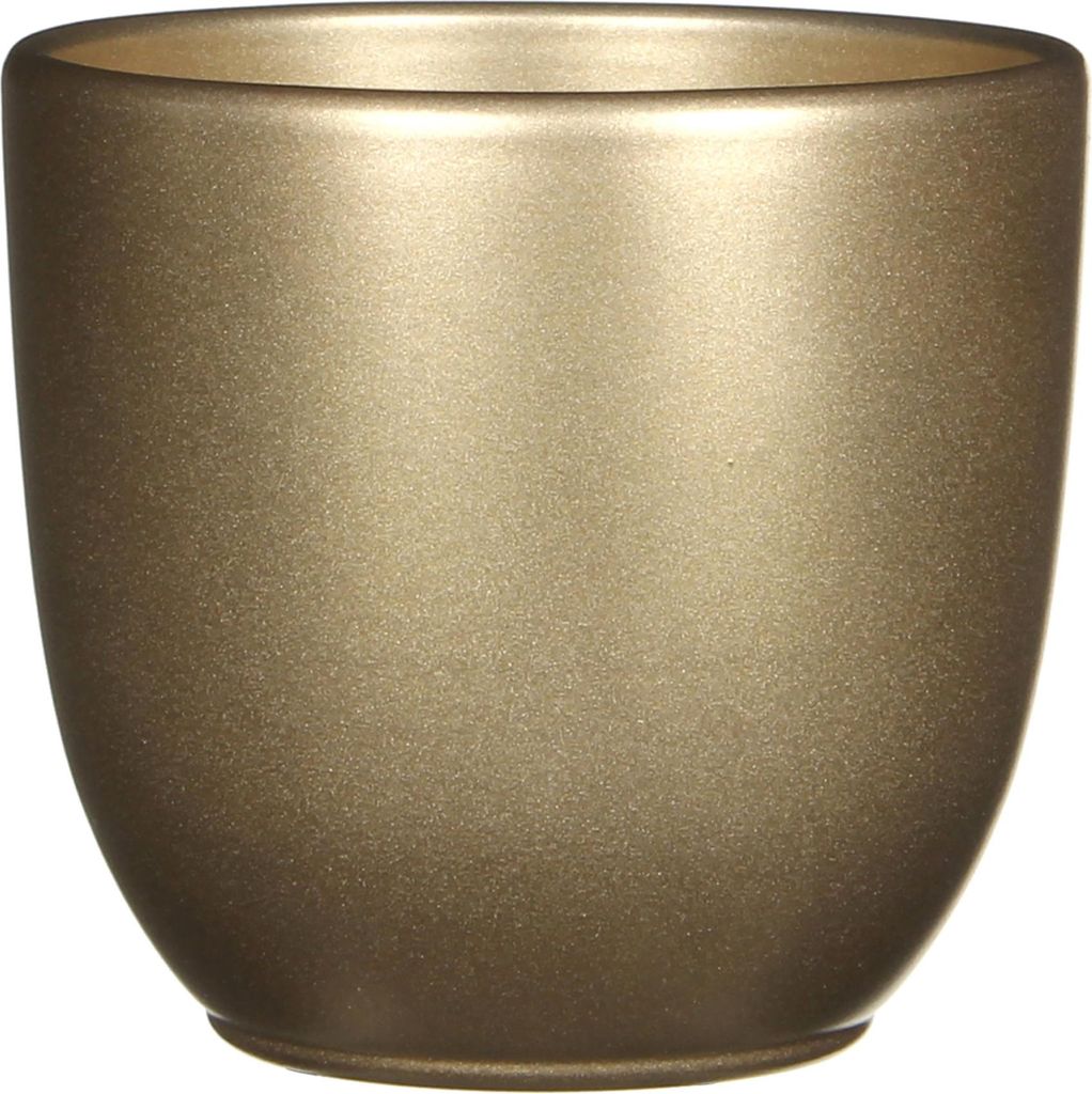 Blumenübertopf "Tusca" aus Keramik H 13 cm – Ø 13,5 Vintage-Gold - Übertopf Keramik Blumentopf Pflanztopf
