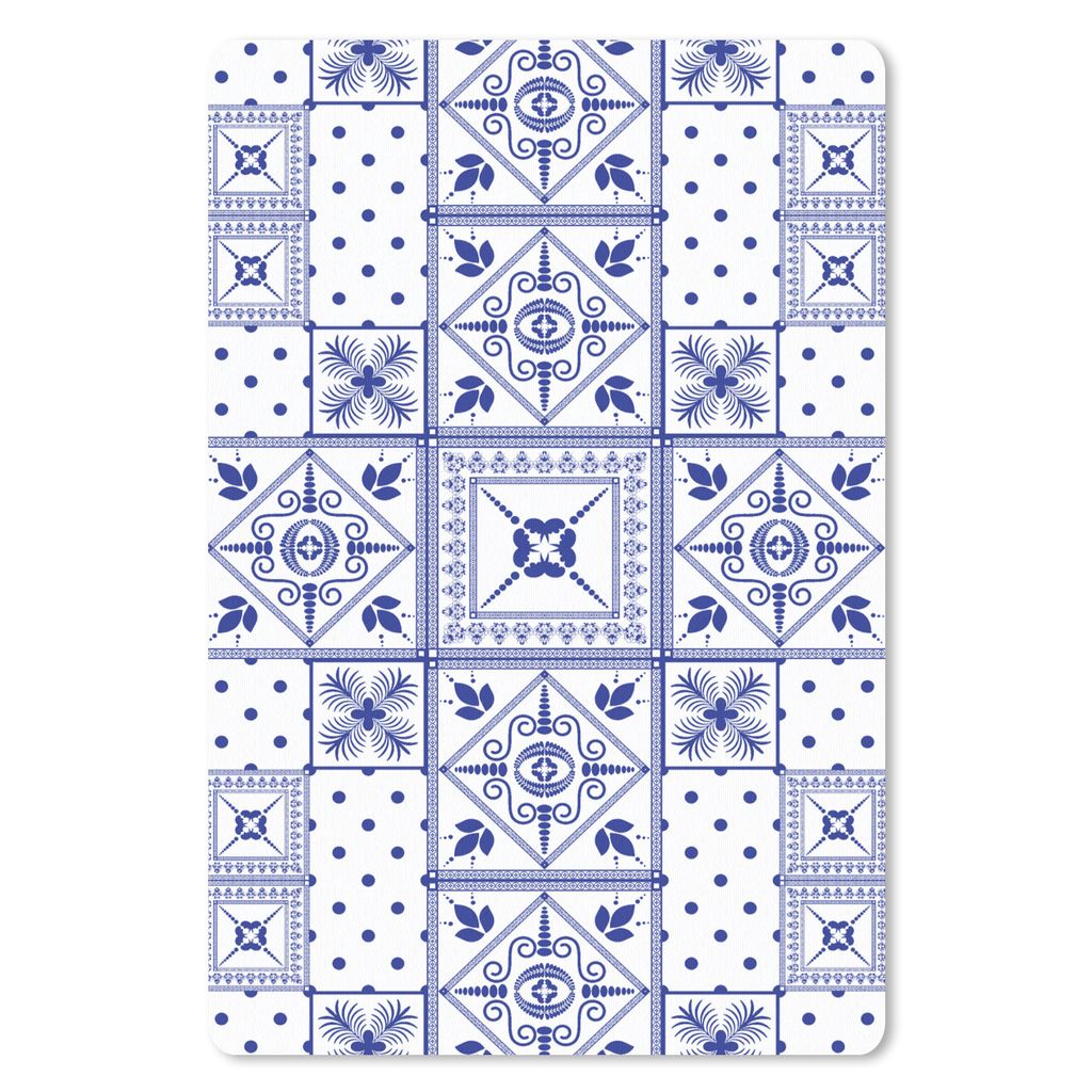 MuchoWow Mauspad Mousepad Fliesen - Muster - Delfter Blau 18x27 cm - Mousepads - Maus Mat - Pad - Mausunterlage