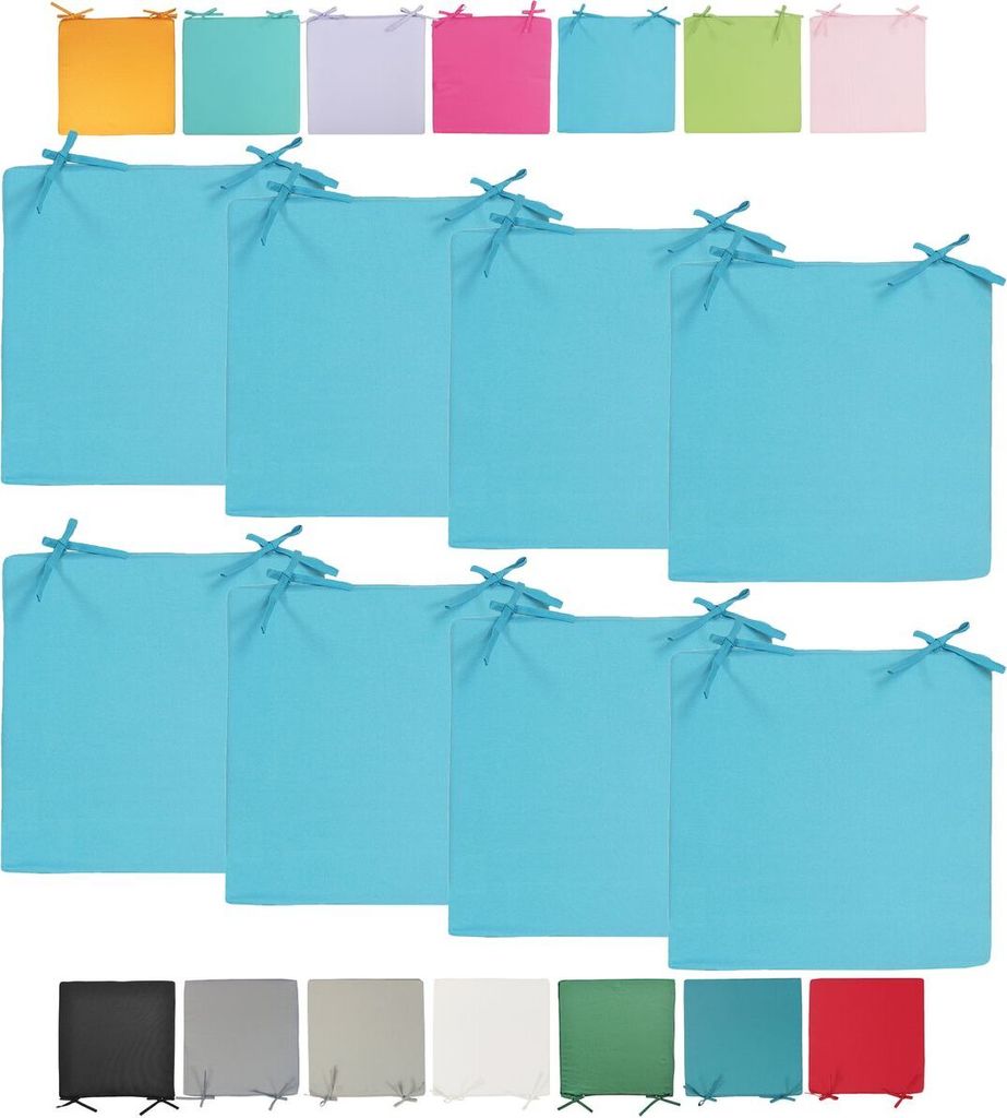 JACK Outdoor Stuhlkissen 40x40cm Lounge Kissen Auflage Wasserfest Sitzkissen Garten Lotus Effekt, Farbe:Hellblau, Stückzahl:8x