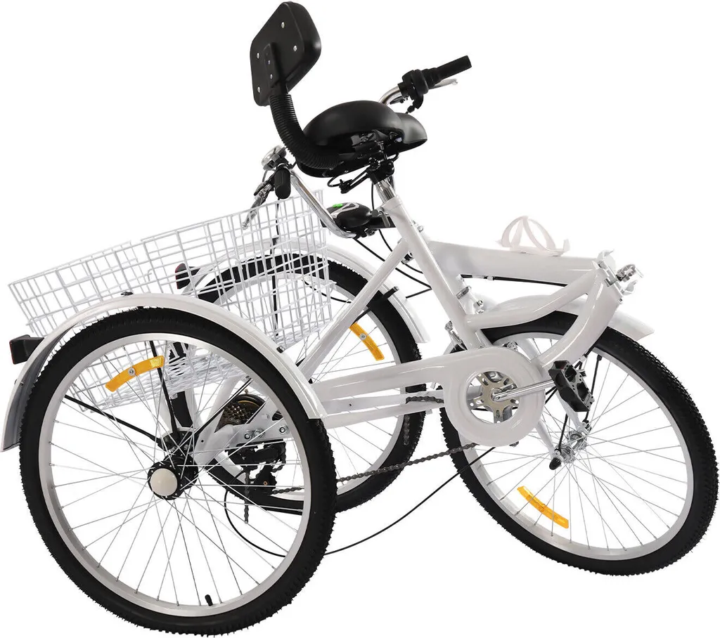 Vélo à 3 roues pliant pour adulte avec panier de transport et LED