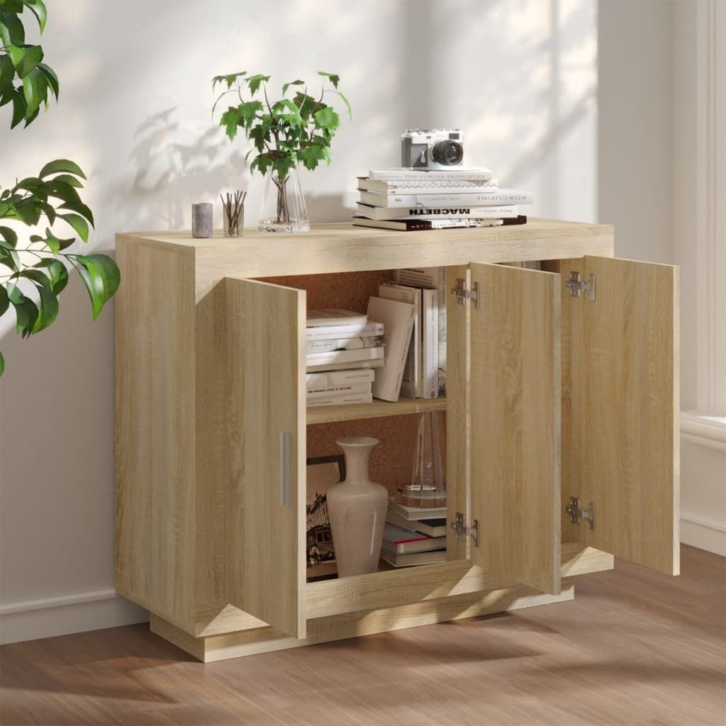 "Winterschlussverkauf "Sideboard - praktischem Design - Wohnzimmerschrank - Kommde für Flur - Sonoma-Eiche 92x35x75 cm Holzwerkstoff NeuMöbel 125...