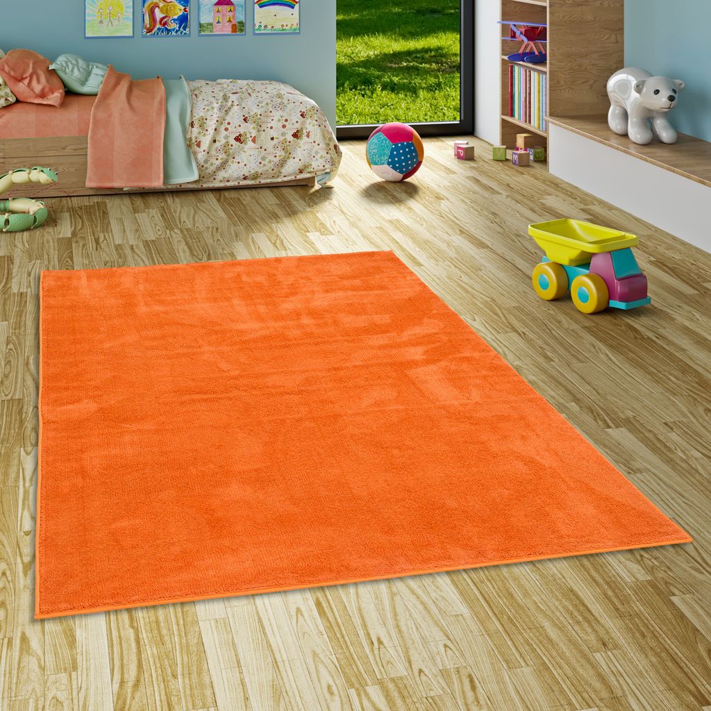 Super Soft Hochflor Langflor Teppich Melia Kids Orange, Größe:80x150 cm
