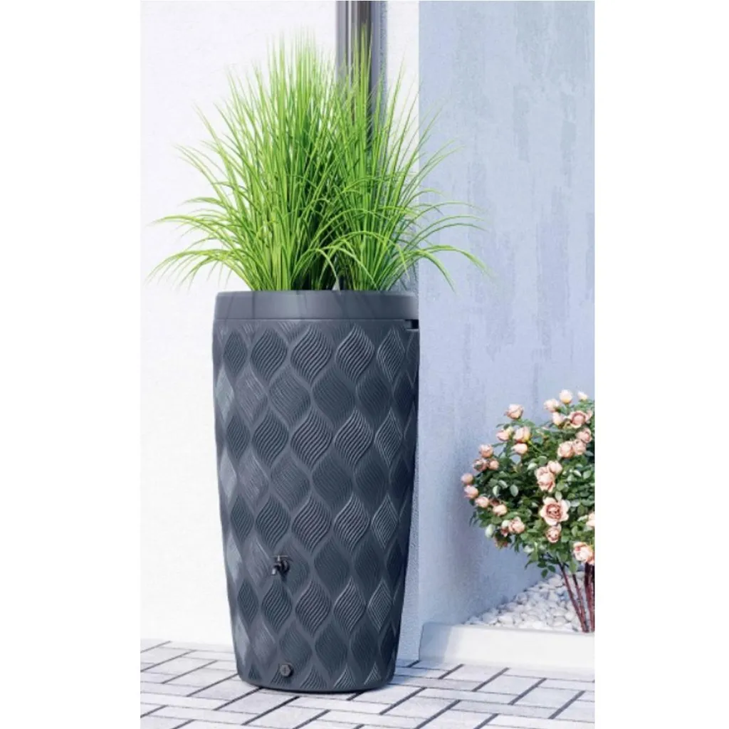 Cuve à eau 240L avec robinet de vidange et jardinière anthracite