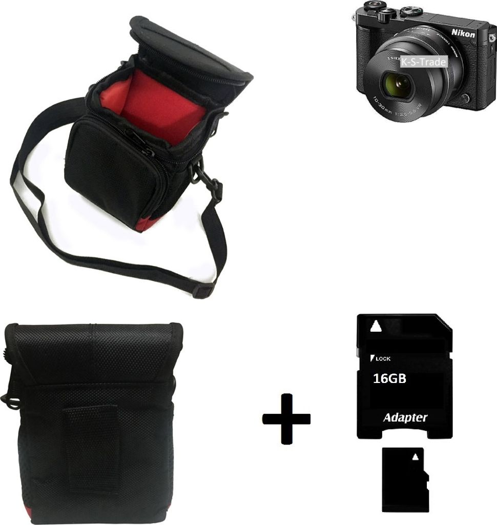 K-S-Trade Kameratasche Fototasche Umhängetasche Schutz Hülle kompatibel mit Nikon Nikon 1 J5 mit Zusatzfach und teilbaren Innenraum mit Trennwand +
