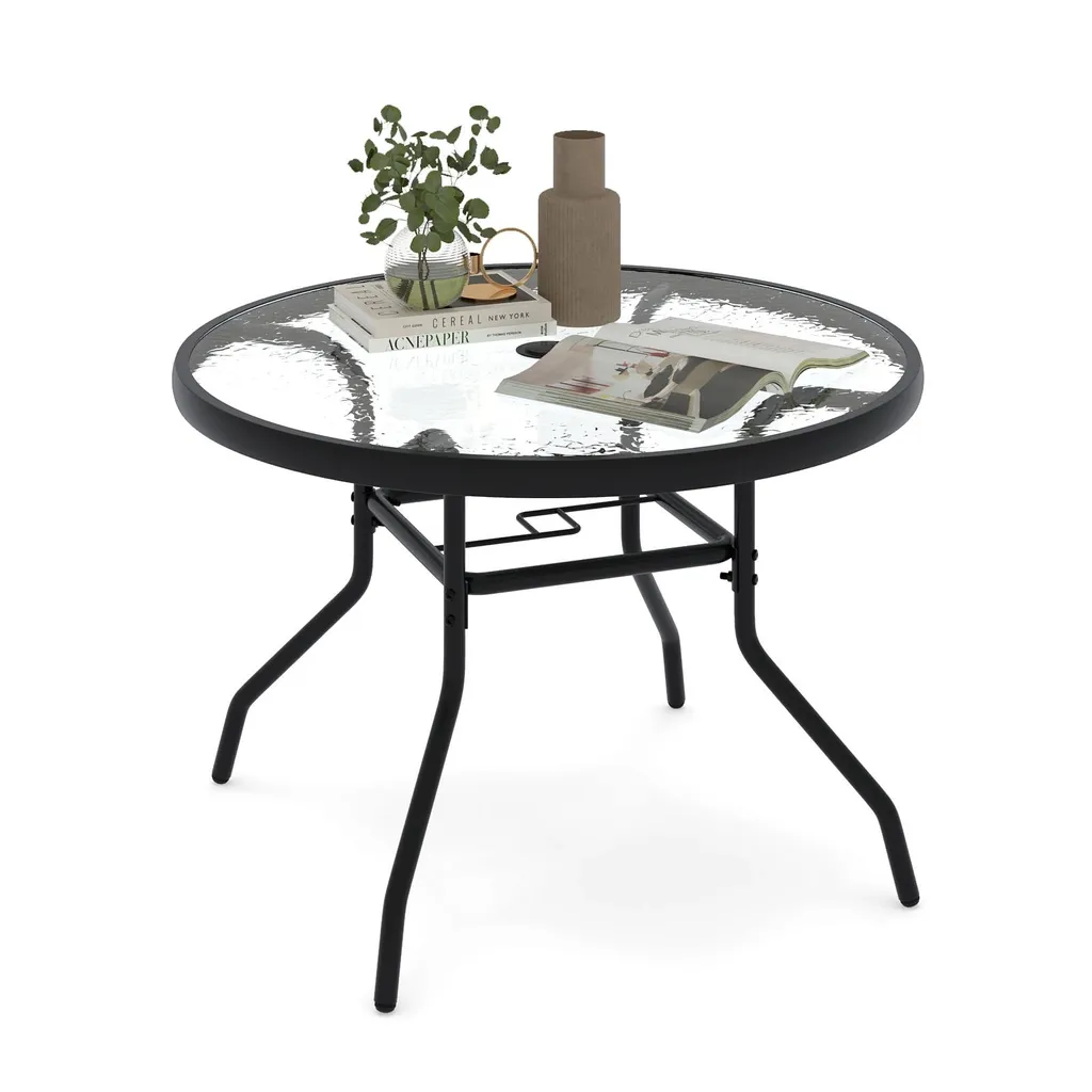 Table de jardin avec trou parasol Ø 70cm pour manger à l'ombre dehors