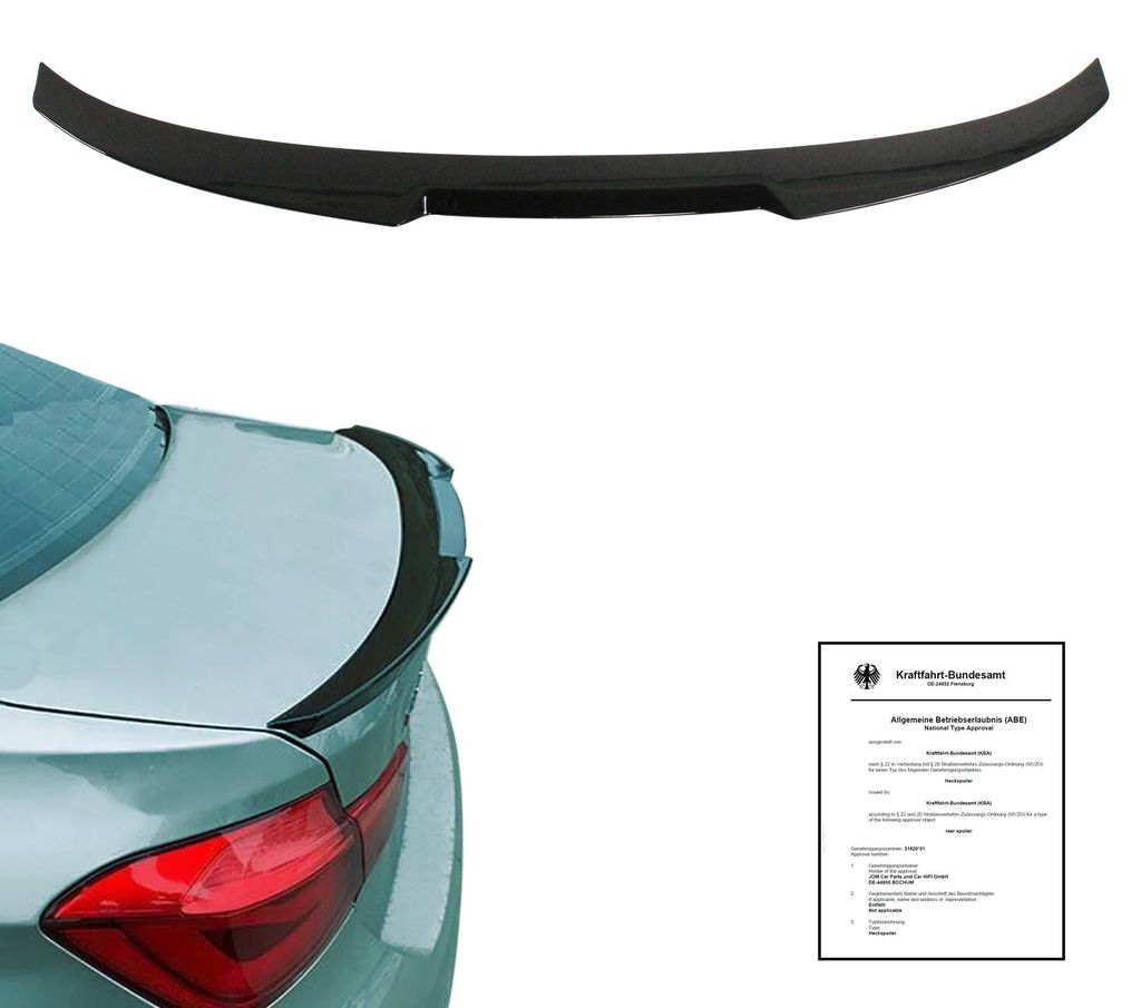 Für BMW 3er F30 Limo ab 2011-2019 Heckspoiler Spoilerlippe SCHWARZ GLANZ mit ABE in der Farbe SCHWARZ von Jom Car-Parts GmbH