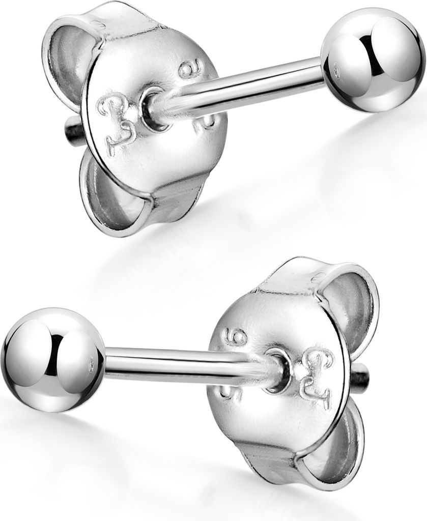 MATERIA Kugel Ohrstecker Damen Silber 925 - Runde Ohrringe Stecker rhodiniert in 3 4 5 6mm mit Schmuck Etui SO-434