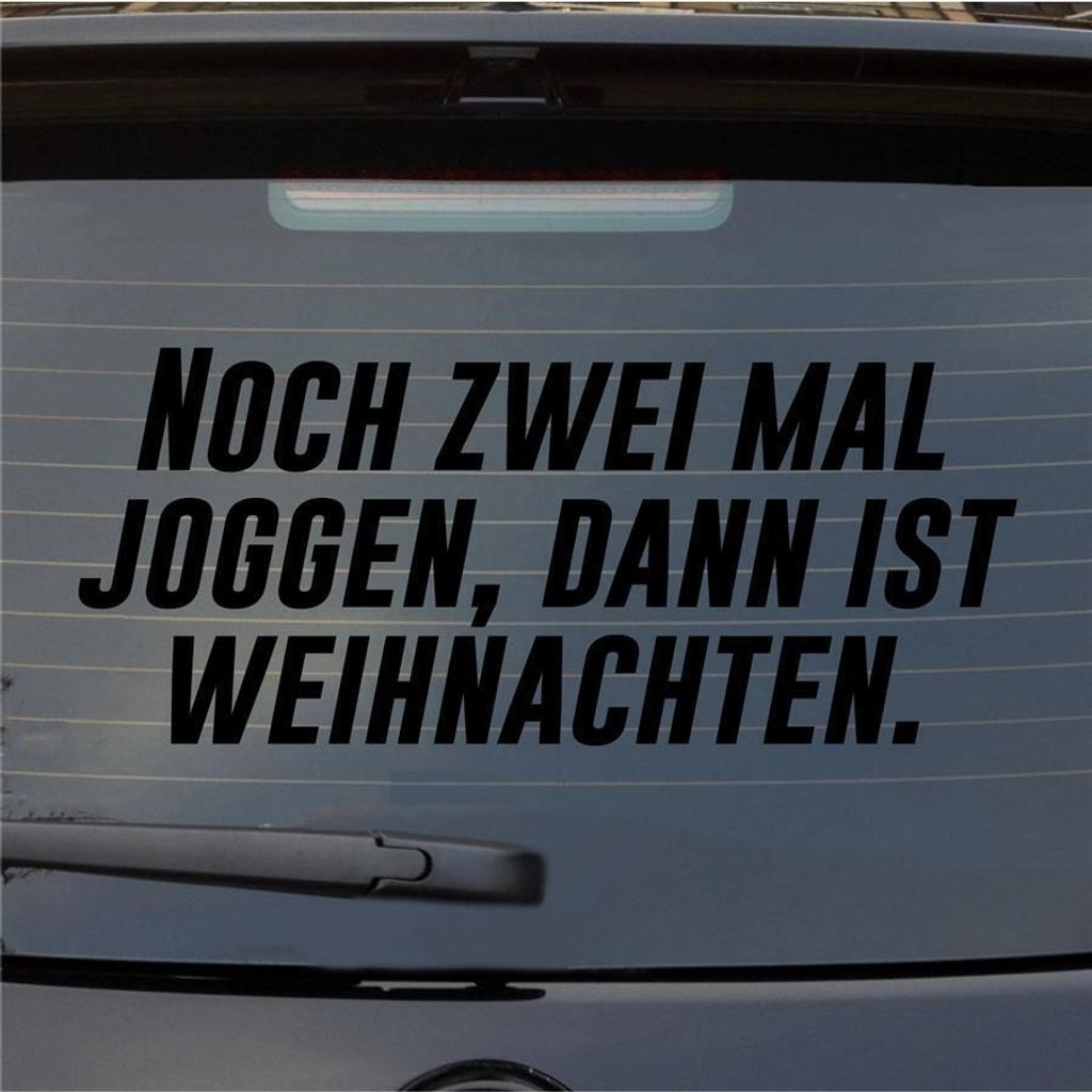Heckscheibenaufkleber Noch zwei mal Joggen, dann ist Weihnachten 55x23 cm Schwarz Glanz Auto Aufkleber Sticker