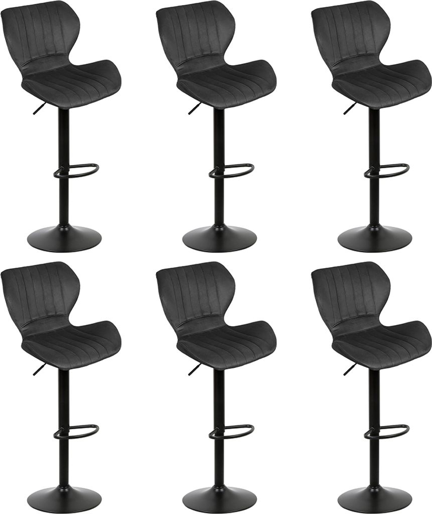 6er Set Barhocker Samt Barstuhl Tresenhocker Küchenstühle Hocker Schwarz