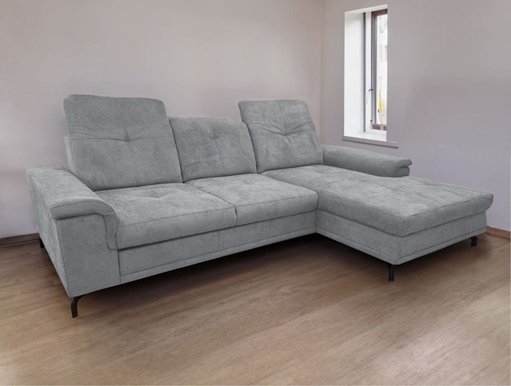 Ecksofa BRITTA L - Wohnlandschaft Polstersofa Polstercouch - RECHTE SEITE (HELLGRAU- MIL 17714)