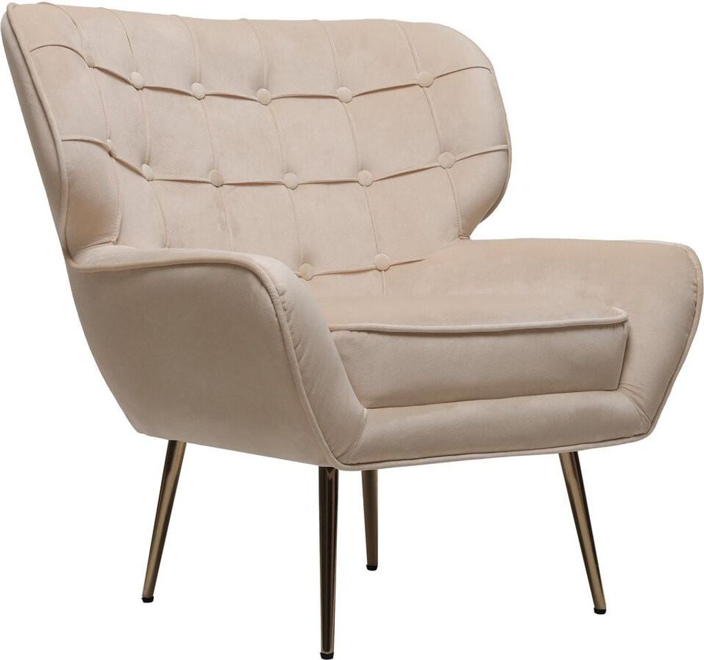 Poltrona "Austin" in velluto - 79 x 71 x 79,5 cm - Beige Immagine del prodotto 