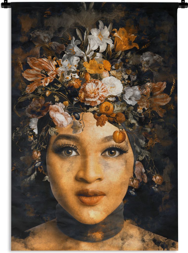 MuchoWow Wandteppich Wandbehang Frau - Lehm - Flora 120x180 cm Tapisserie Dekoration Wandtuch - Schlafzimmer - Dekorationen für das Haus