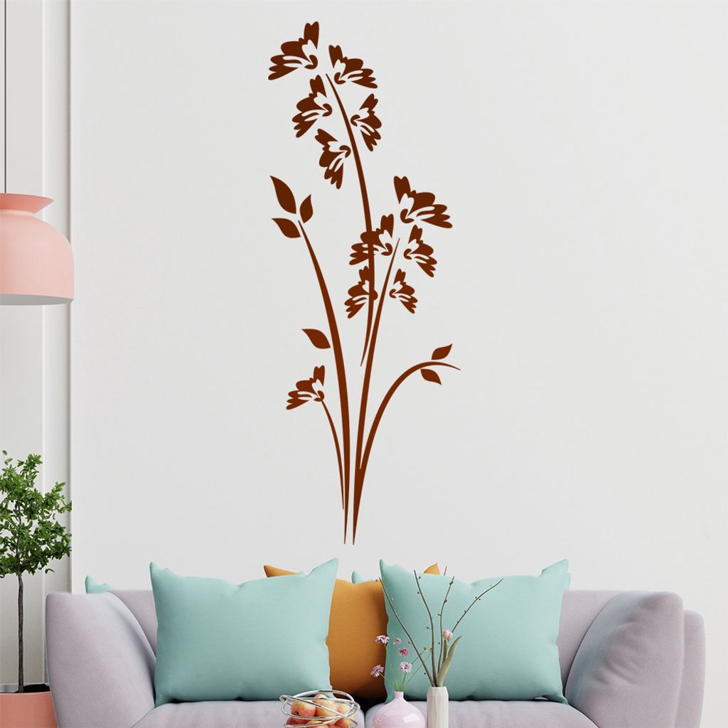 Blüten - Gräser - Frühling Wandtattoo in 6 Größen - Wandaufkleber Wall Sticker - Dekoration, Küche, Wohnzimmer, Schlafzimmer, Badezimmer