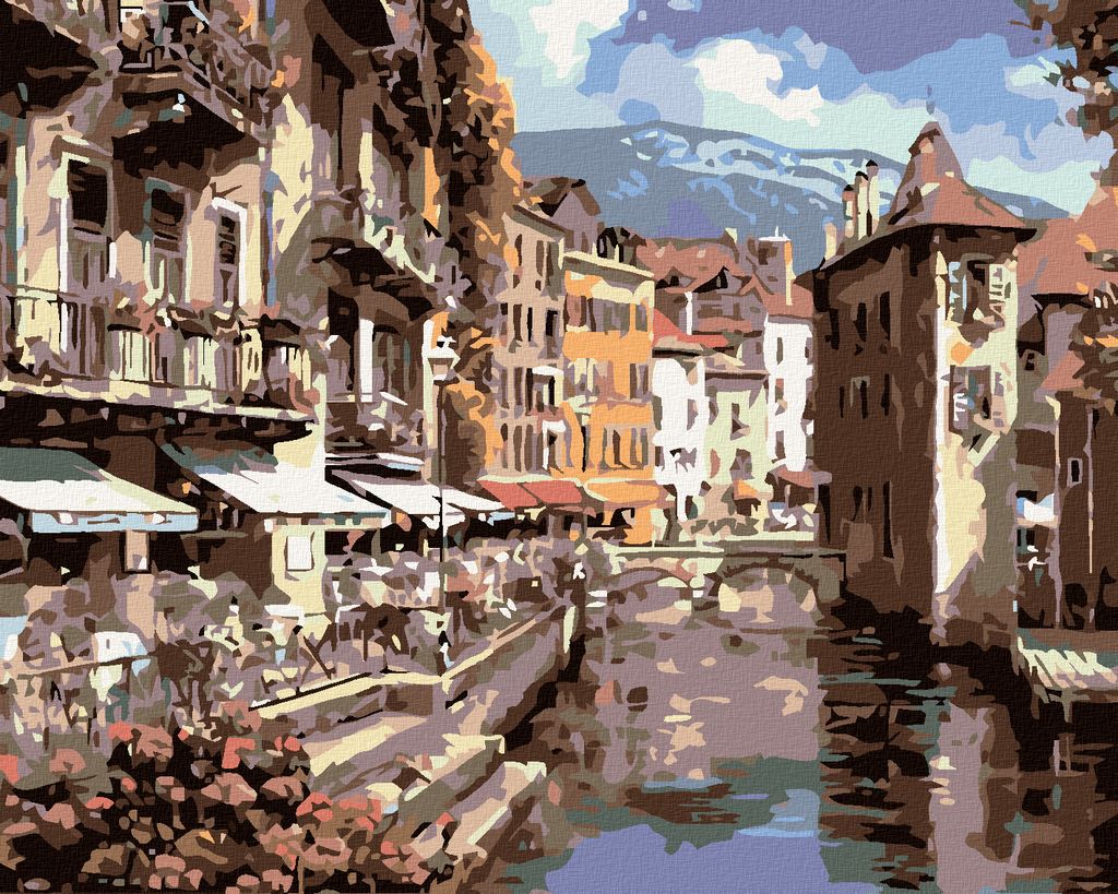 Diamondi - Diamond painting - STADT AM FLUSS, 40X50 cm, ohne Keilrahmen