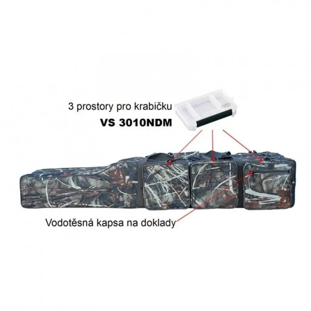 Fourreau de pêche Camo 110cm Suretti à 3 compartiments zippés rigides