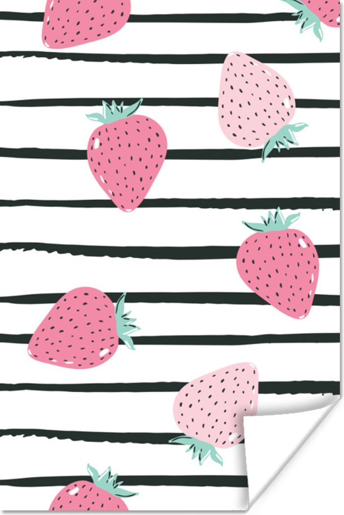 MuchoWow Poster Sommer - Erdbeere - Rosa 120x180 cm - Kunstposter