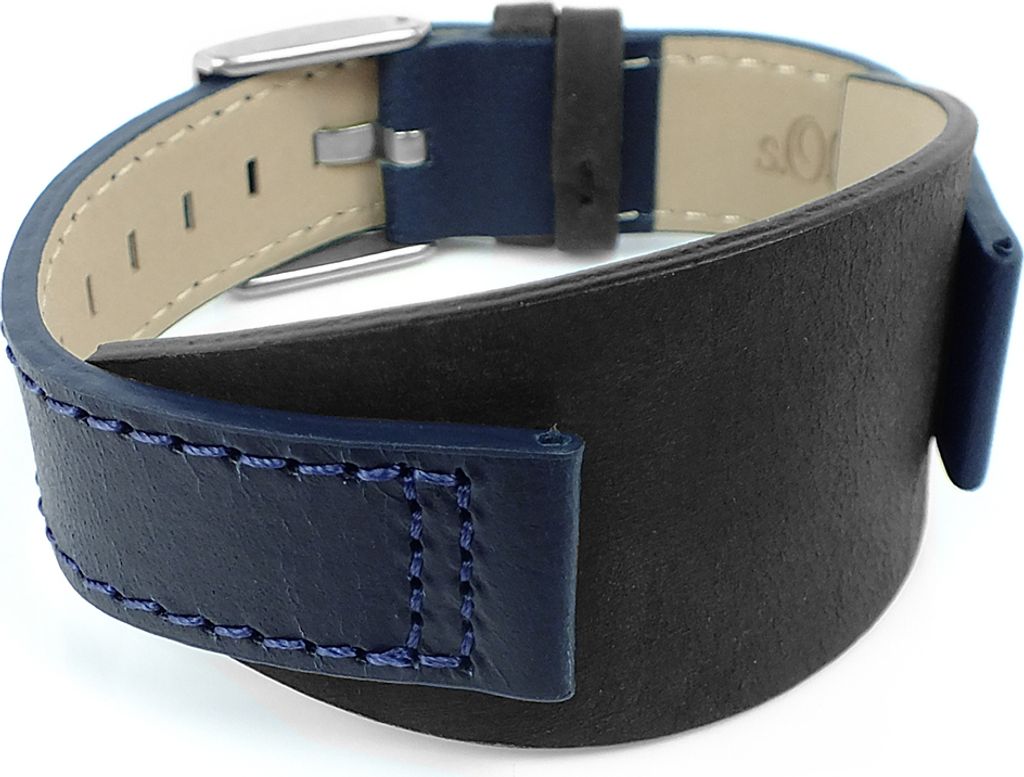 s.Oliver Unterlageband 16mm aus Leder in schwarz/blau SO-2103-LQ
