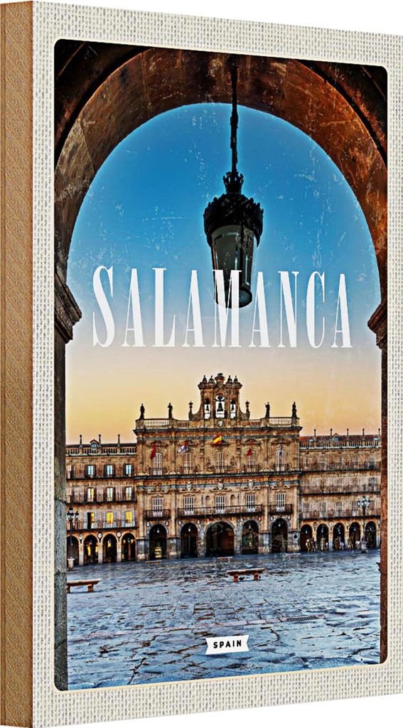 Holzschild Reise 20x30cm Salamanca Spain Architektur