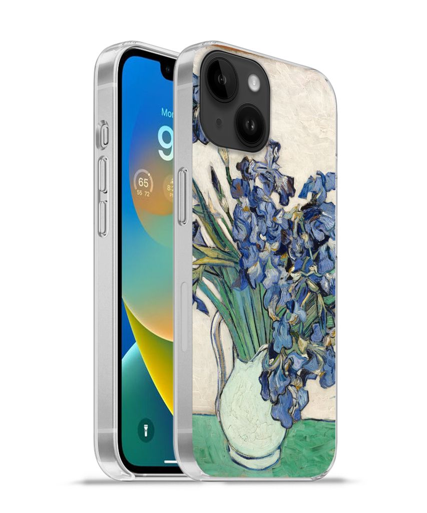 MuchoWow Handyhülle Schutzhülle Hülle für Apple iPhone 14 - Softcase Stilleben mit Schwertlilien - Vincent van Gogh Silikon Softcase Handy H...