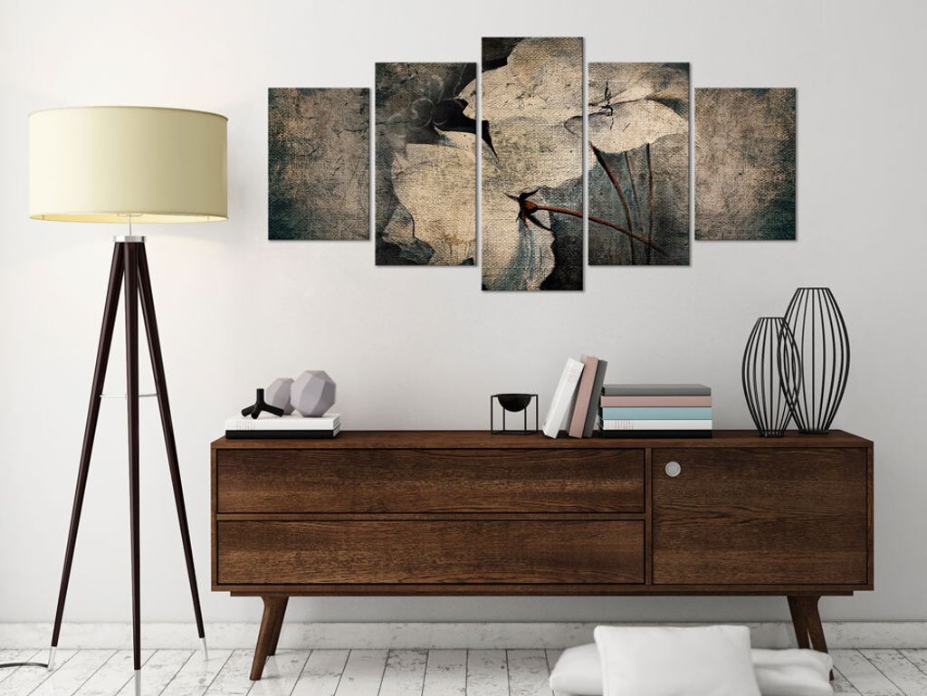 Akustikbild Blumen Natur 200x100 cm 5-teilige Bilder Akustikschaum Hochleistungsschallabsorber Schallschutz Leinwand 5 tlg Wandbild Raumakustik Sch...