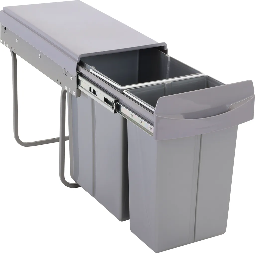 Poubelle Encastrable 30L avec Double Bac Amovible et Système Coulissant
