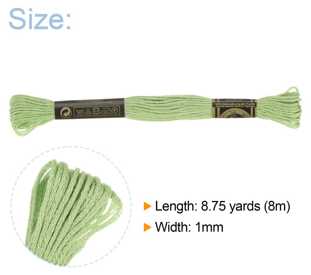 12 Str?nge Stickgarn š€ 8m Lang Baumwolle Thread fš¹r Stickprojekte Armb?nder Basteln Embroidery Kreuzstich H?keln (Hellgrš¹n)
